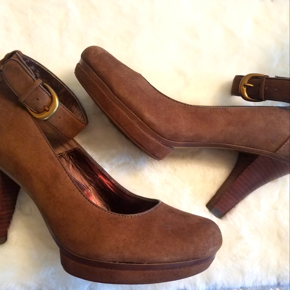 Sofft Manhattan Suede Heels Brown Platform 9.5 M - Picture 4 of 9